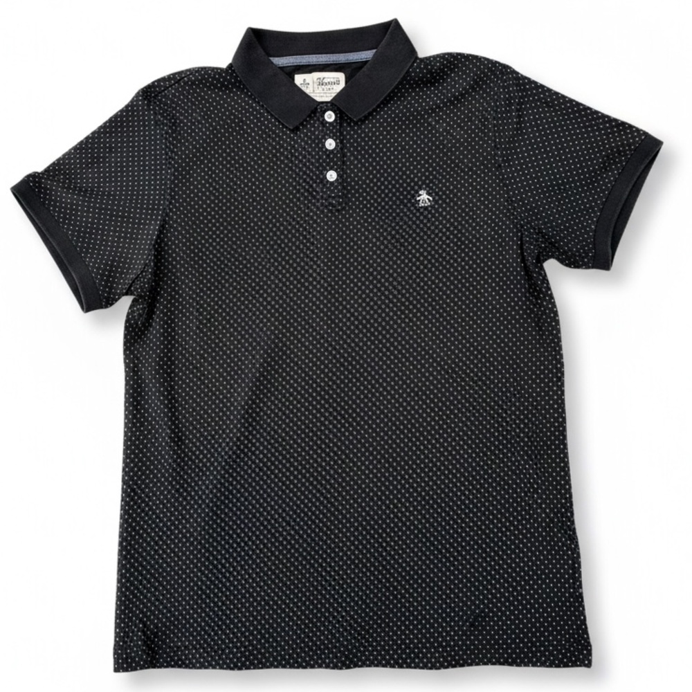 Original Penguin Ditsy Diamond 100% Cotton Jersey Polo Black/White Size Large